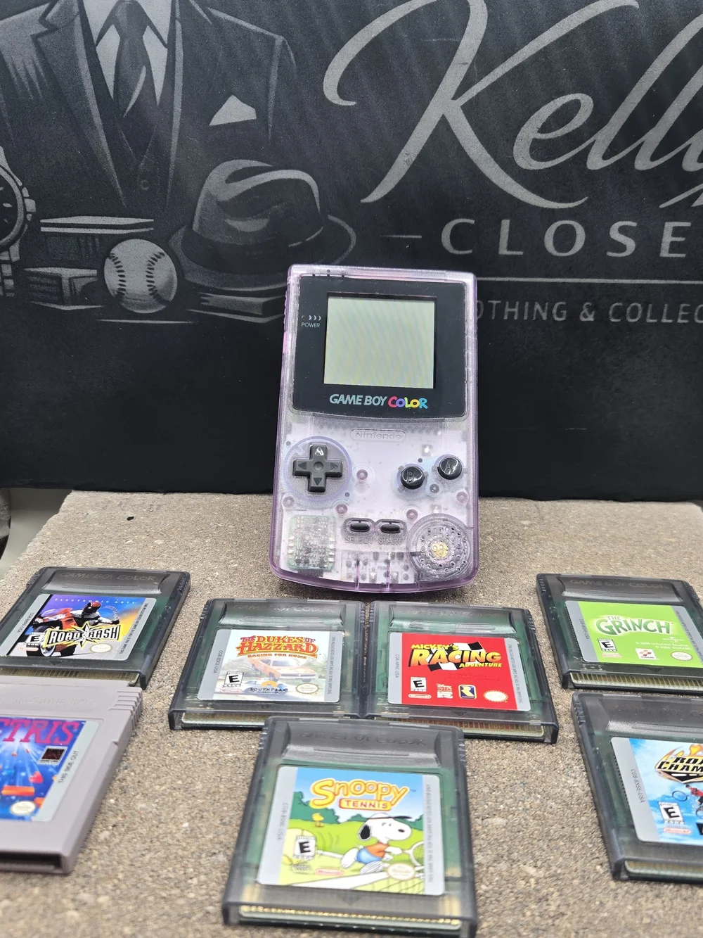 Nintendo Game Boy Color Atomic Purple Bundle 7 Games Tested Protective Case